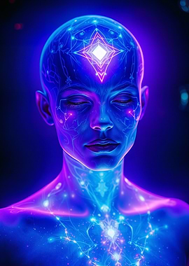 Neon Glowing Blue Arcturian Woman