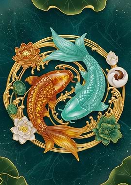 Yin Yang Koi Fish Art