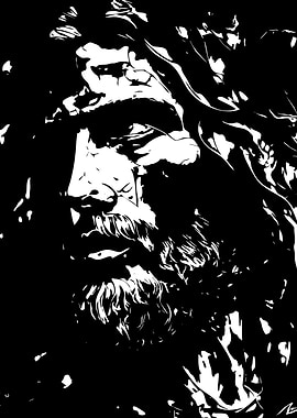 Monochrome Portrait of a Bearded Man