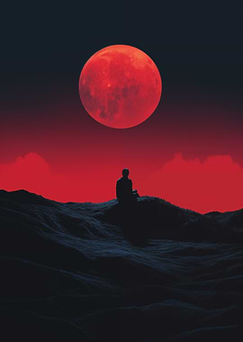 Silhouette under the moon