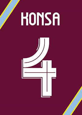 Ezri Konsa Number 4 Aston Villa Football Jersey Design