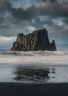 Basalt Columns in Iceland Ocean View