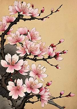 Cherry Blossom Branch Painting