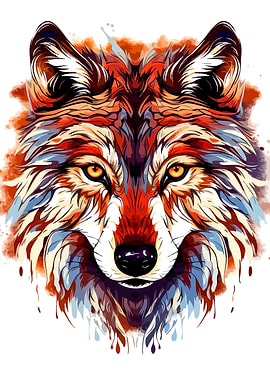 Colorful Wolf Portrait
