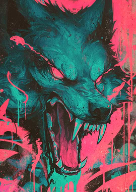 Fierce Wolf Graffiti Art