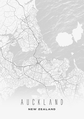 Auckland, New Zealand - Minimal City Street Map Print