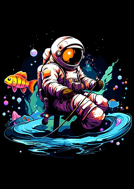 Astronaut Fishing in Space
