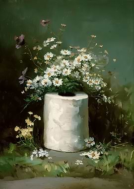 Flowers in Toilet Paper Roll Painting