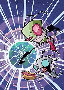 Invader Zim and GIR with Hotdog