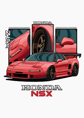 Honda NSX Red Car Illustration