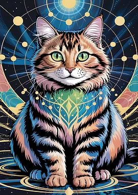 Funny Cosmic Cat Portrait