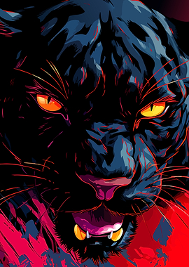 Fierce Black Panther Illustration