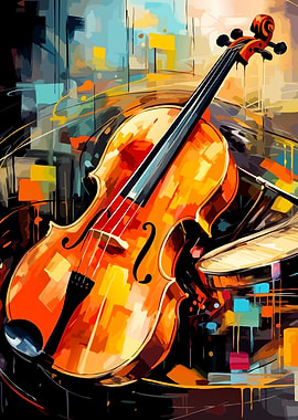 Abstract Violin and Drums Painting