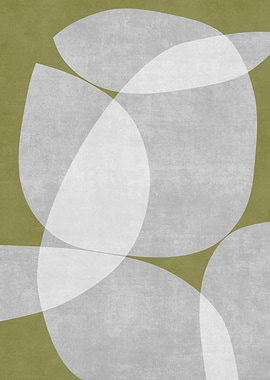 Overlapping Organic Shapes 03 Olive Green
