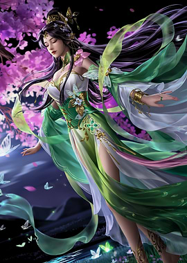 Elegant Woman in Green Dress