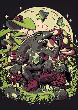 Frog Creature in Mushroom Forest