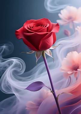 Elegant Red Rose with Floral Background