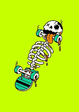 Skateboard Skeleton Cartoon