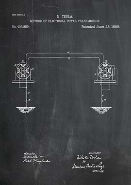Nikola Tesla Electrical Power Transmission Blueprint