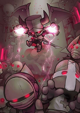 Cartoon Knights with Magic and Skulls