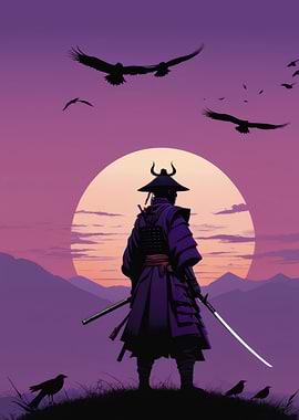 Samurai Sunset Silhouette