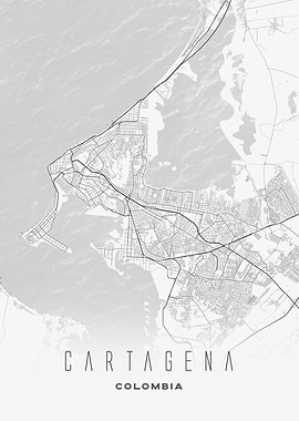 Cartagena, Colombia - Minimal City Streets Map