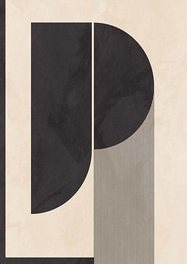 Abstract Geometric Art in Beige and Black