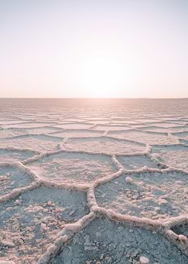 Salt Flats Landscape at Sunset