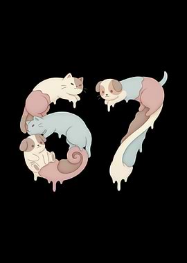 Cute Animals Number 67 Six Seven Meme Ice Cream Drip