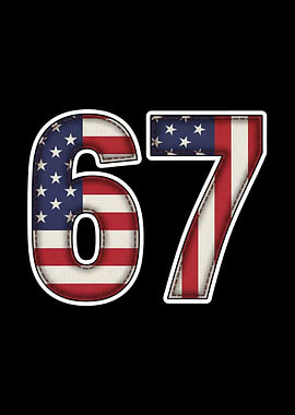 American Flag Number 67 Six Seven Meme