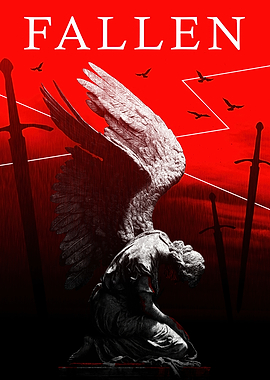 Fallen Angel with Swords on Red