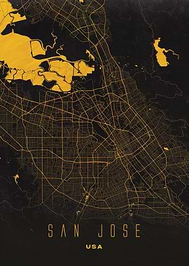 San Jose, USA - Modern Gold City Map