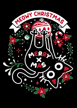 Meowy Christmas Cat Holiday Graphic