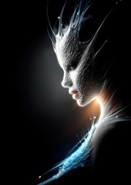 Abstract Woman Portrait with Glowing Lines