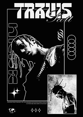 Travis Scott Black and White Poster