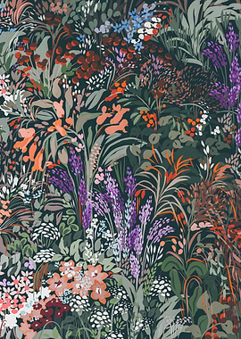 Floral Pattern with Dark Background