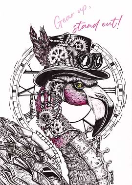 'Gear up - Stand out' - Steampunk Flamingo