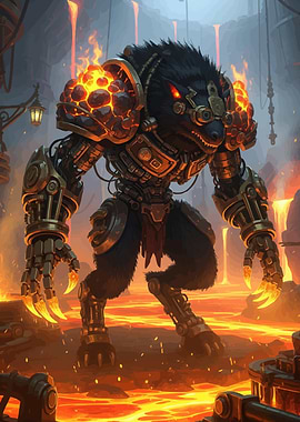 Steampunk Werewolf Lava Landscape