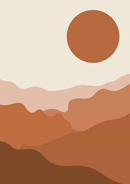 Minimalist Landscape with Sun
