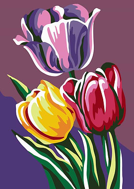 Colorful Tulip Bouquet Illustration