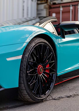Teal Lamborghini Aventador Wheel Detail