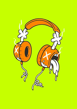 Cartoon Headphones with Dripping Liquid
