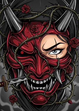 Oni Mask and Woman Portrait