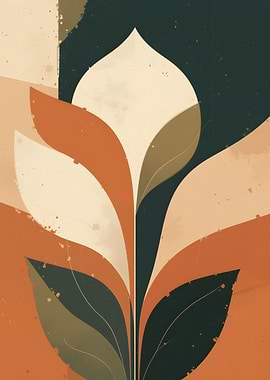 Abstract Floral Art in Earth Tones