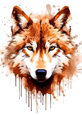 Watercolor Wolf Portrait