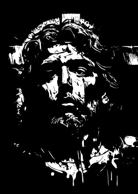 Jesus Christ Portrait Black and White