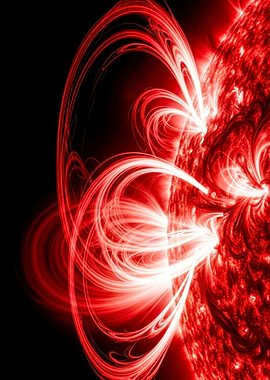 Solar Flare Symphony Crimson Sun Magnetic Arcs