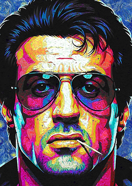 Sylvester Stallone Portrait Colorful