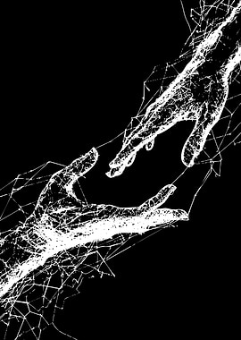 Reaching Hands Abstract Black and White