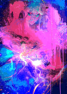 Abstract Pink and Blue Digital Art